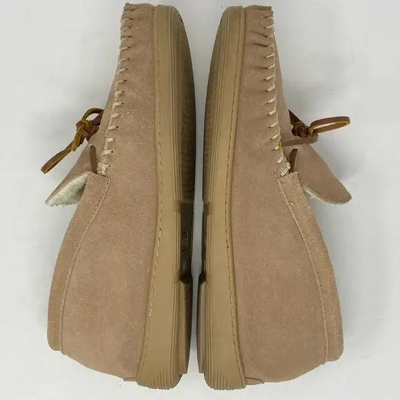 Cabelas Suede Sherpa Slippers Mens Size 12 M Cozy Cabincore Neutral - Picture 6 of 12